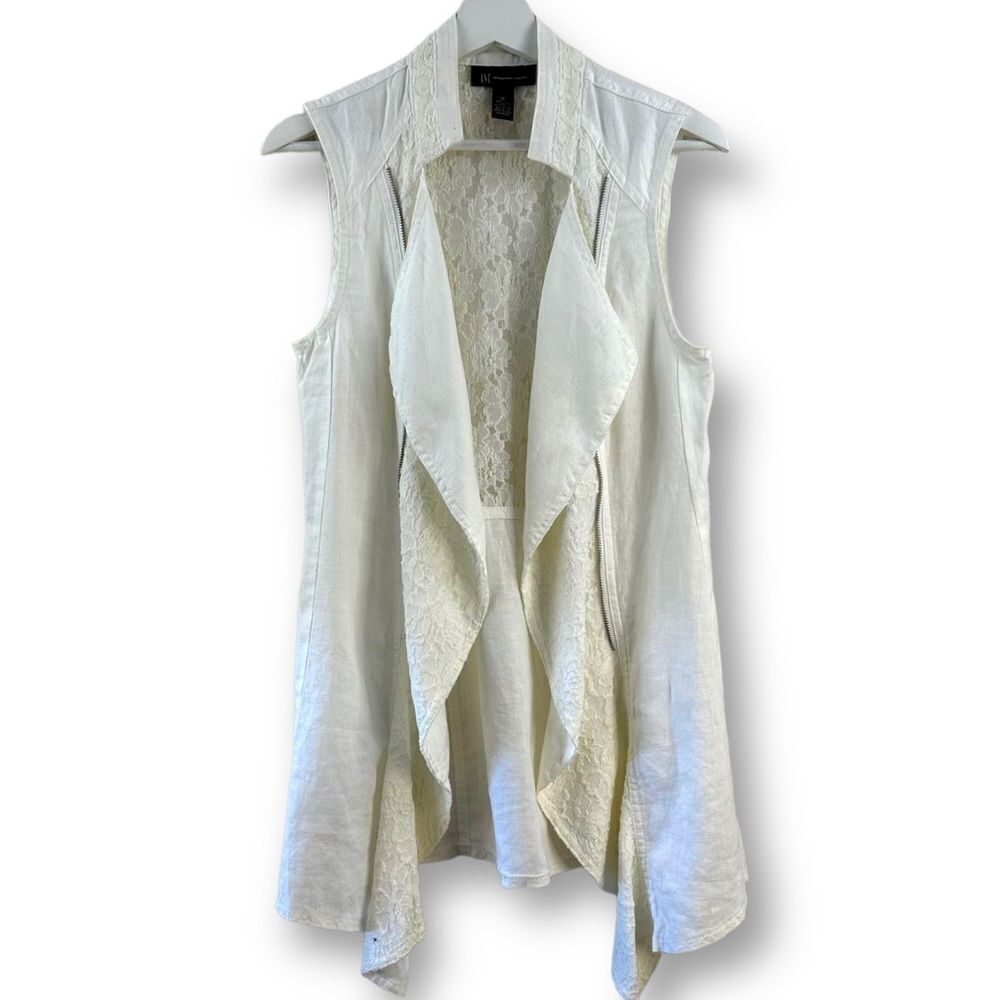 INC International Concepts white open front asymmetrical vest size M